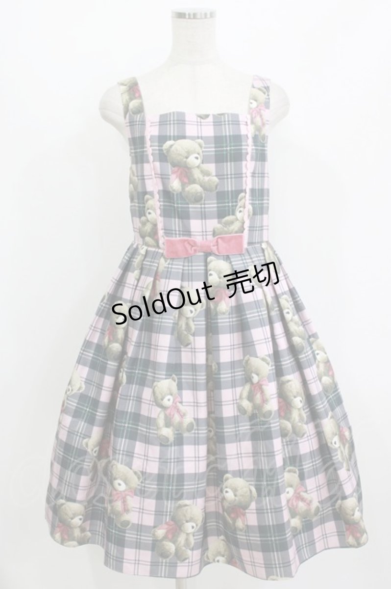 画像1: Emily Temple cute / Teddy Bear Tartanノースリーブワンピース - ピンク H-26-07-12-1011-ET-OP-KB-ZH (1)