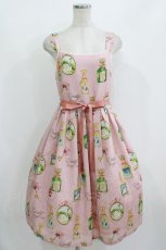 画像1: Emily Temple cute / Revivalノースリーブワンピース M Swan Perfume柄ピンク H-26-07-12-1022-ET-OP-KB-ZH (1)
