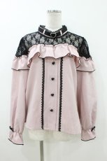 画像1: DearMyLove / ハートチョーカーレースフリルブラウス 3L ピンク/ブラック H-26-07-12-064-EL-BL-NS-ZH (1)