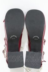 画像3: DearMyLove / パールアンクレットリボンハートくり抜きヒールロリータパンプス 24.5cm ボルドー H-26-07-12-001-EL-SH-NS-ZH (3)