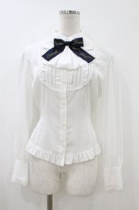 画像1: Innocent World / ロゴリボンブラウス M オフ/ネイビー H-26-07-12-019-IW-BL-NS-ZH (1)