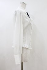 画像3: Innocent World / ロゴリボンブラウス M オフ/ネイビー H-26-07-12-019-IW-BL-NS-ZH (3)