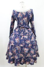 画像2: Innocent World / 薔薇と苺のティアードワンピース M ブルー/生成 H-26-07-12-021-IW-OP-NS-ZH (2)