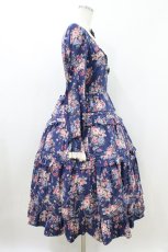 画像3: Innocent World / 薔薇と苺のティアードワンピース M ブルー/生成 H-26-07-12-021-IW-OP-NS-ZH (3)