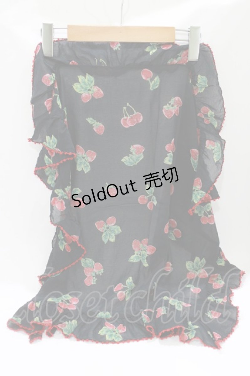 画像1: Jane Marple / Berries meet cherries frill-trim scarf  ブラック H-26-07-13-1035-JM-ZA-AK-ZH (1)