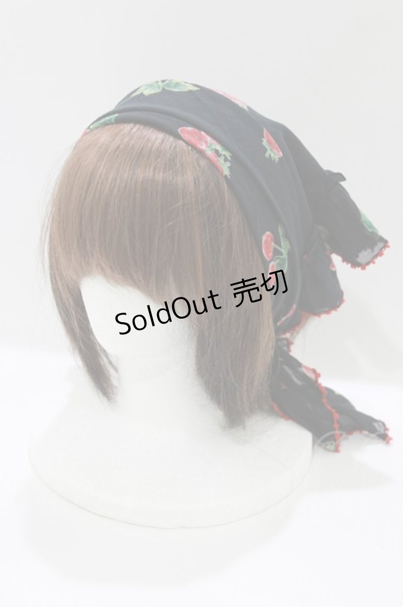 画像2: Jane Marple / Berries meet cherries frill-trim scarf  ブラック H-26-07-13-1035-JM-ZA-AK-ZH (2)