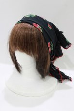 画像2: Jane Marple / Berries meet cherries frill-trim scarf  ブラック H-26-07-13-1035-JM-ZA-AK-ZH (2)