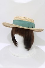 画像1: Jane Marple Dans Le Salon / Straw blade wide brim hat  ナチュラル×ミント H-26-07-13-1040-JM-AC-AK-ZH (1)