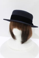 画像1: Jane Marple / Wool felt back ribbon hat  ネイビー H-26-07-13-1041-JM-AC-AK-ZH (1)