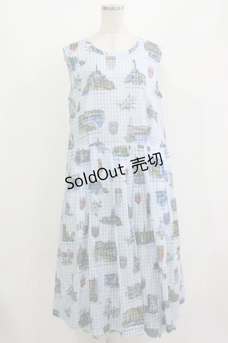 画像1: Jane Marple Dans Le Salon / Souvenir of Normandyノースリーブドレス M ブルーグレー H-26-07-13-1013-JM-OP-AK-ZH (1)