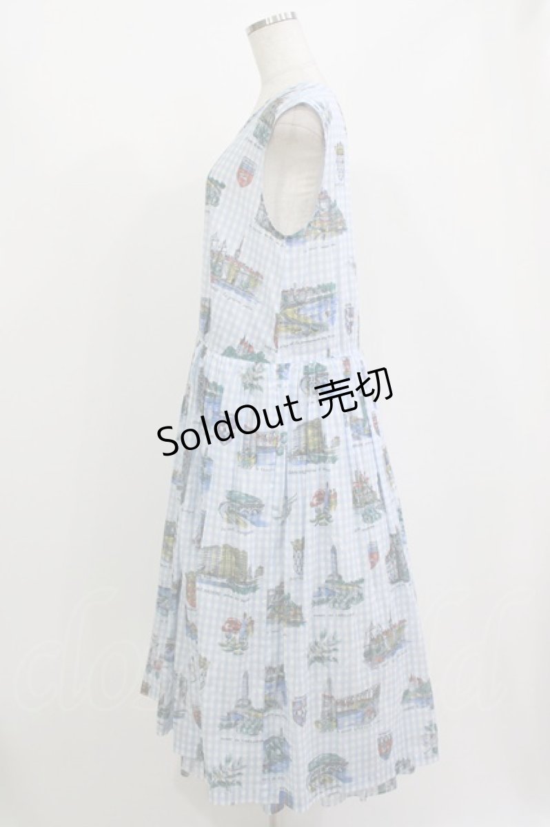 画像2: Jane Marple Dans Le Salon / Souvenir of Normandyノースリーブドレス M ブルーグレー H-26-07-13-1013-JM-OP-AK-ZH (2)