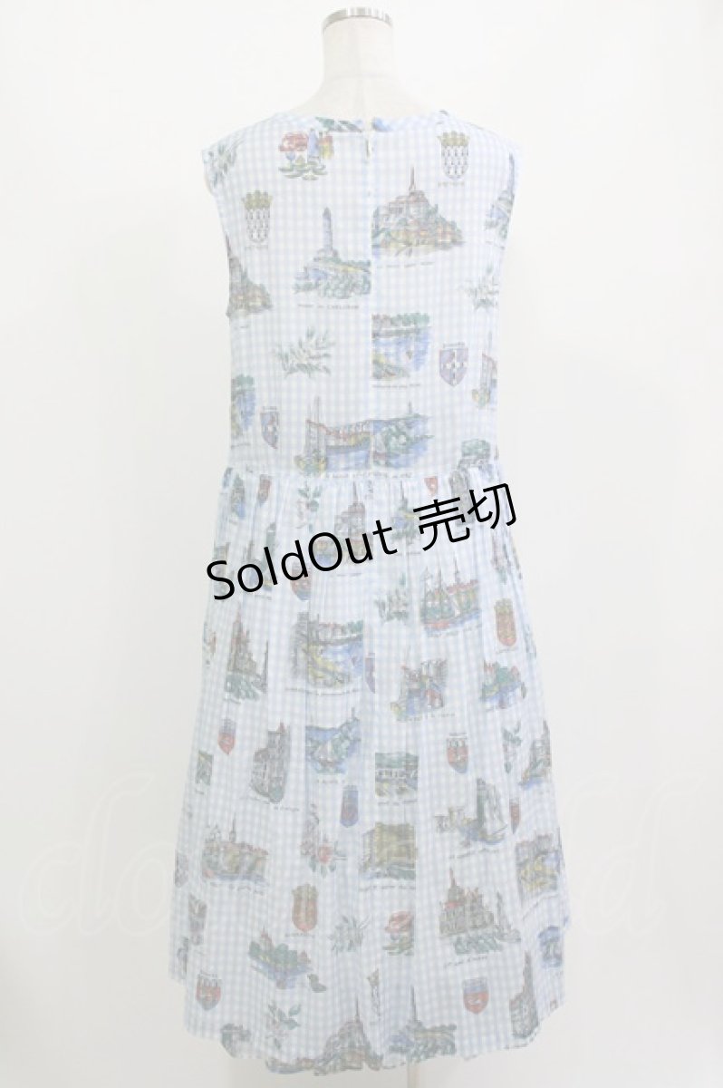 画像3: Jane Marple Dans Le Salon / Souvenir of Normandyノースリーブドレス M ブルーグレー H-26-07-13-1013-JM-OP-AK-ZH (3)