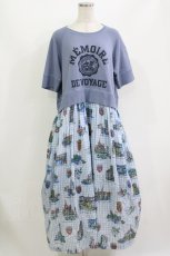 画像1: Jane Marple / Souvenir of Normandyコラボレーションドレス M ブルーグレー H-26-07-13-1014-JM-OP-AK-ZH (1)