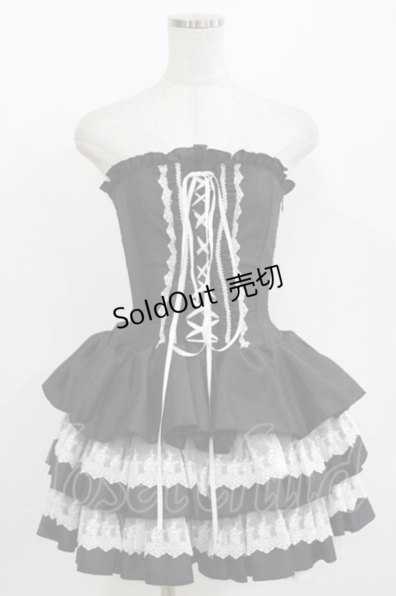 画像1: ATELIER PIERROT / ミニコルセットワンピース  黒×白 H-26-07-13-1018-EL-OP-AK-ZH (1)