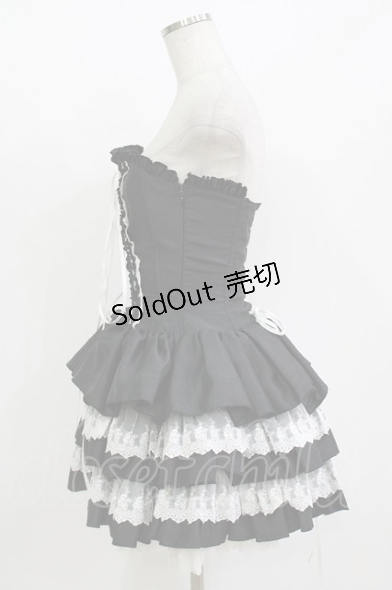 画像2: ATELIER PIERROT / ミニコルセットワンピース  黒×白 H-26-07-13-1018-EL-OP-AK-ZH (2)