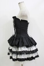 画像2: ATELIER PIERROT / ミニコルセットワンピース  黒×白 H-26-07-13-1018-EL-OP-AK-ZH (2)