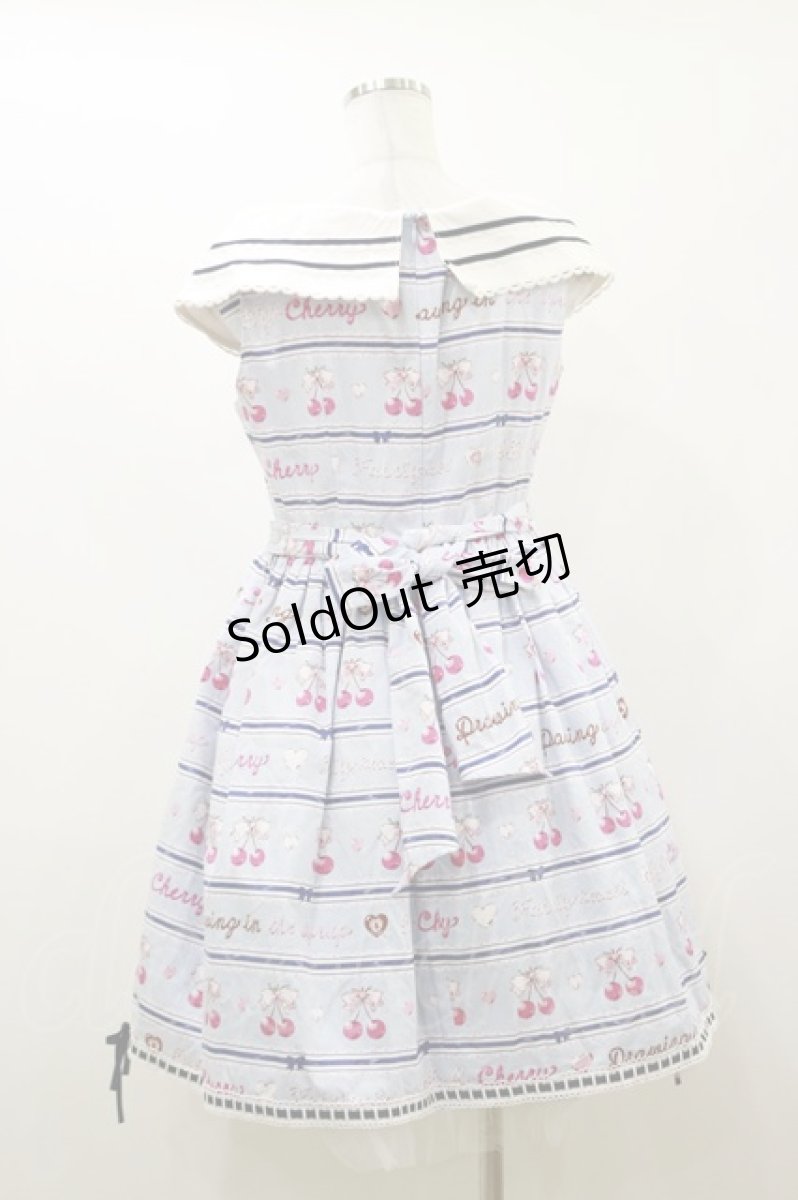 画像2: BABY,THE STARS SHINE BRIGHT / チェリーリボン柄サンドレス  サックス H-26-07-14-065-BA-OP-NS-ZH (2)
