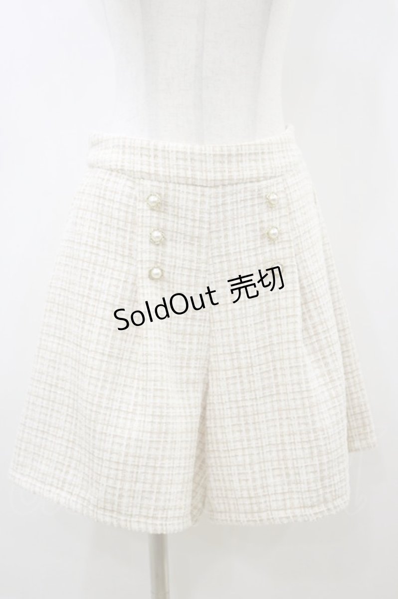 画像1: axes femme POETIQUE / 連釦モールツィードキュロット M ベージュ H-26-07-14-042-AX-PA-NS-ZH (1)