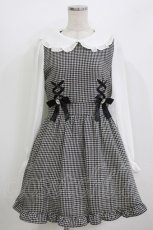 画像1: Ank Rouge / ビジューリボン千鳥ワンピース M ブラック/オフ H-26-07-15-024-CA-OP-NS-ZH (1)