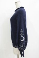 画像2: axes femme / ノクターン刺繍ニット M ネイビー H-26-07-15-046-AX-TO-NS-ZH (2)