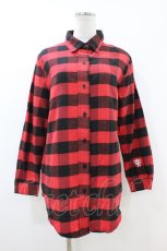画像1: KRY CLOTHING / チェックプリントスリーブシャツ  赤 H-26-07-15-1046-EL-BL-KB-ZH (1)