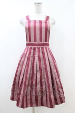 画像1: Jane Marple / Dot Stripe Jacquardサロペットスカート M ピンク H-26-07-15-1021-JM-SK-AK-ZH (1)