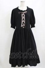 画像1: m petit by misako / AMレースアップワンピース 3L ブラック H-26-07-15-013-LO-OP-NS-ZH (1)