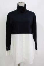 画像1: Jane Marple Dans Le Salon / Crumple collar pullover  ネイビー×オフホワイト H-26-07-16-1045-JM-TO-KB-ZH (1)