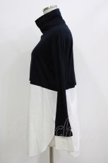 画像2: Jane Marple Dans Le Salon / Crumple collar pullover  ネイビー×オフホワイト H-26-07-16-1045-JM-TO-KB-ZH (2)