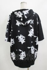 画像3: NieR Clothing / 総柄ZIP半袖パーカー  ブラック H-26-07-16-1052-PU-TO-KB-ZH (3)