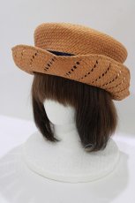 画像1: Jane Marple / グログランリボンストローハット  ブラウン×ネイビー H-26-07-16-1078-JM-AC-KB-ZH (1)
