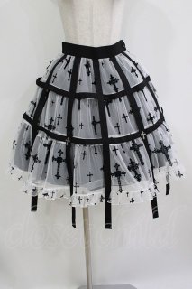 Moi-meme-Moitie / 十字架フロッキー鳥籠スカート F 白×黒 H-26-07-16