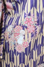 画像4: To Alice / 兎×矢羽根柄和風羽織 Free イエロー/パープル H-26-07-16-058-LO-TO-NS-ZH (4)