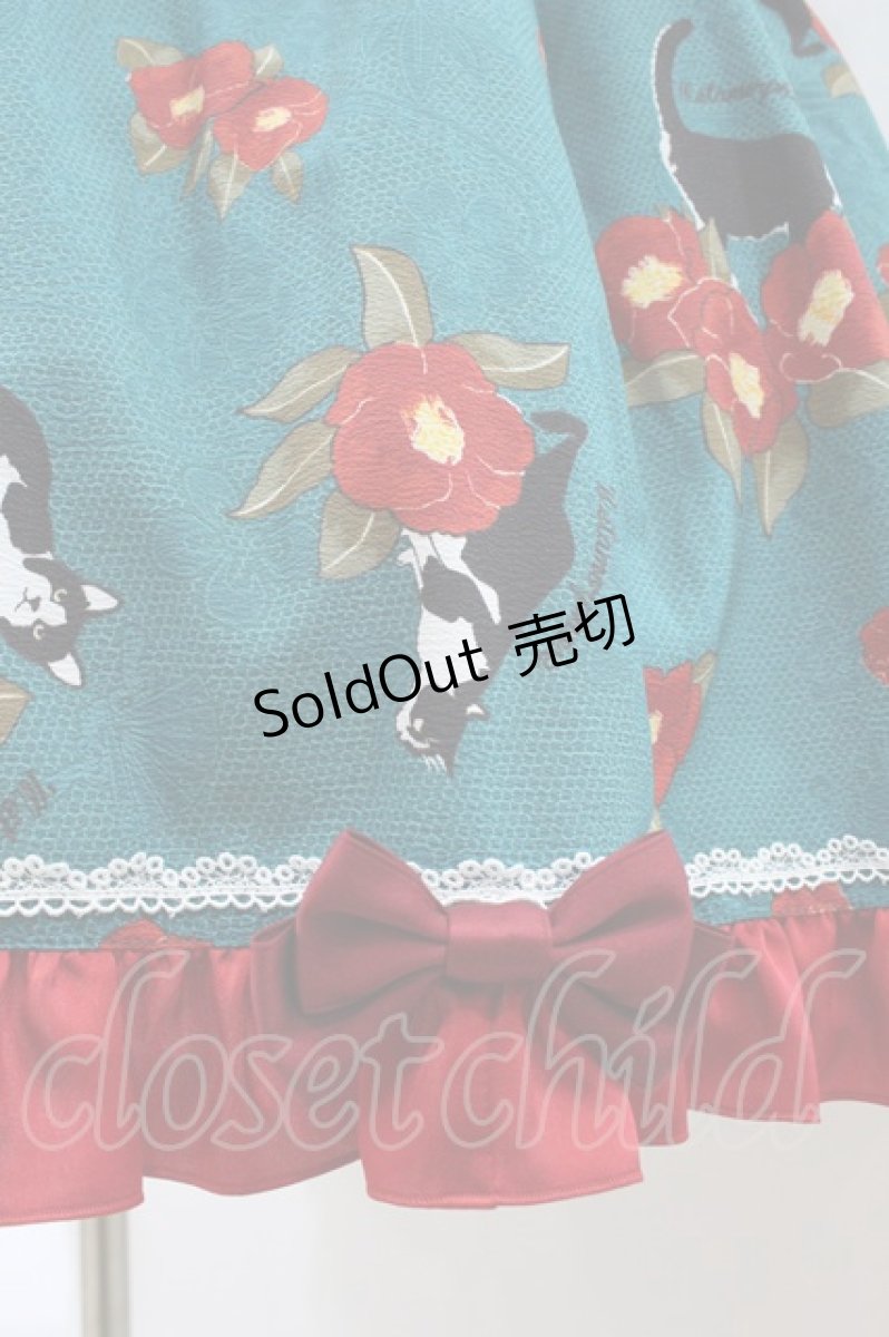 画像5: metamorphose / 椿爛漫〜ねこのかくれんぼ〜ワンピース サイズ1 碧緑色（グリーン系） H-26-07-16-024-ME-OP-NS-ZH (5)