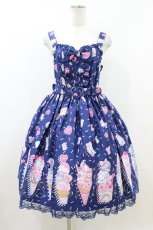 画像1: Angelic Pretty / Decoration Ice Creamジャンパースカート Free ネイビー H-26-07-16-026-AP-OP-NS-ZH (1)