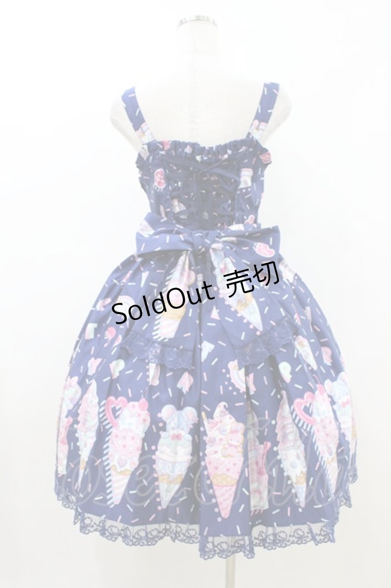 画像2: Angelic Pretty / Decoration Ice Creamジャンパースカート Free ネイビー H-26-07-16-026-AP-OP-NS-ZH (2)