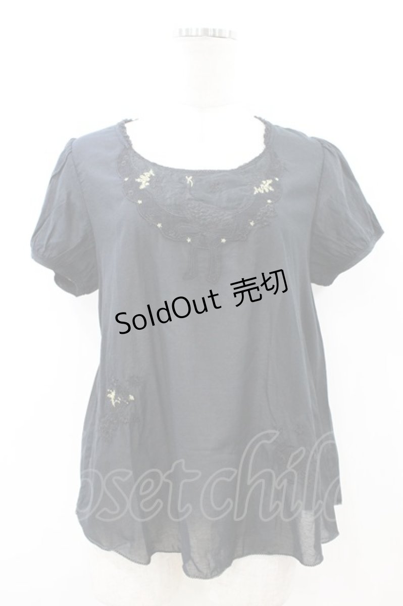 画像1: Cherir la femme / ヨーク刺繍ブラウス M ブラック H-26-07-17-056-LO-BL-NS-ZH (1)