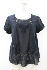画像1: Cherir la femme / ヨーク刺繍ブラウス M ブラック H-26-07-17-056-LO-BL-NS-ZH (1)