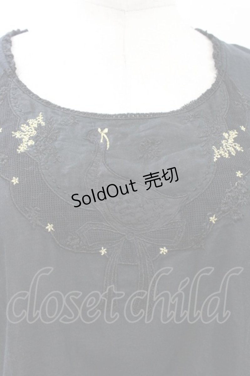 画像3: Cherir la femme / ヨーク刺繍ブラウス M ブラック H-26-07-17-056-LO-BL-NS-ZH (3)