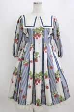 画像1: Melody BasKet / Stripe strawberryワンピース  ネイビー H-26-07-17-1003-LO-OP-KB-ZH (1)