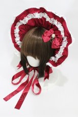 画像1: BABY,THE STARS SHINE BRIGHT / Rose Lace Rococoボンネット  エンジ H-26-07-17-002-BA-AC-NS-ZH (1)
