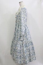 画像2: m petit by misako / トワルドジュイレース襟ワンピース M オフ/ブルー H-26-07-18-030-LO-OP-NS-ZH (2)