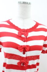 画像3: Angelic Pretty / リボンボーダー半袖ニットカーディガン Free レッド H-26-07-18-1049-AP-TO-NS-ZH (3)