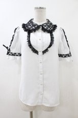 画像1: Secret Honey / レースアップ袖フリルブラウス M ハイショクホワイト H-26-07-18-1053-CA-BL-YZ-ZH (1)