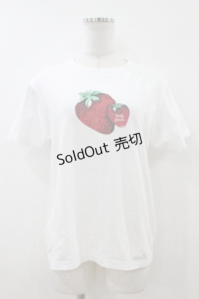 画像1: Nile Perch / いちごプリントTシャツ F ホワイト H-26-07-18-1055-LO-TO-YZ-ZH (1)