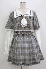 画像1: Puppet Bombs / 探偵チェックワンピースセット L グレー H-26-07-21-034-LO-OP-YZ-ZH (1)