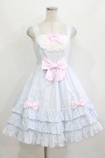画像1: Angelic Pretty / 胸元切り替えストライプジャンパースカート Free サックス H-26-07-21-006-AP-OP-NS-ZH (1)