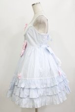 画像2: Angelic Pretty / 胸元切り替えストライプジャンパースカート Free サックス H-26-07-21-006-AP-OP-NS-ZH (2)
