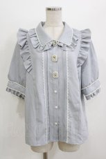 画像1: DearMyLove / パール襟ビジューフリルブラウス 3L サックス H-26-07-21-055-GO-BL-NS-ZH (1)