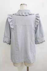 画像2: DearMyLove / パール襟ビジューフリルブラウス 3L サックス H-26-07-21-055-GO-BL-NS-ZH (2)